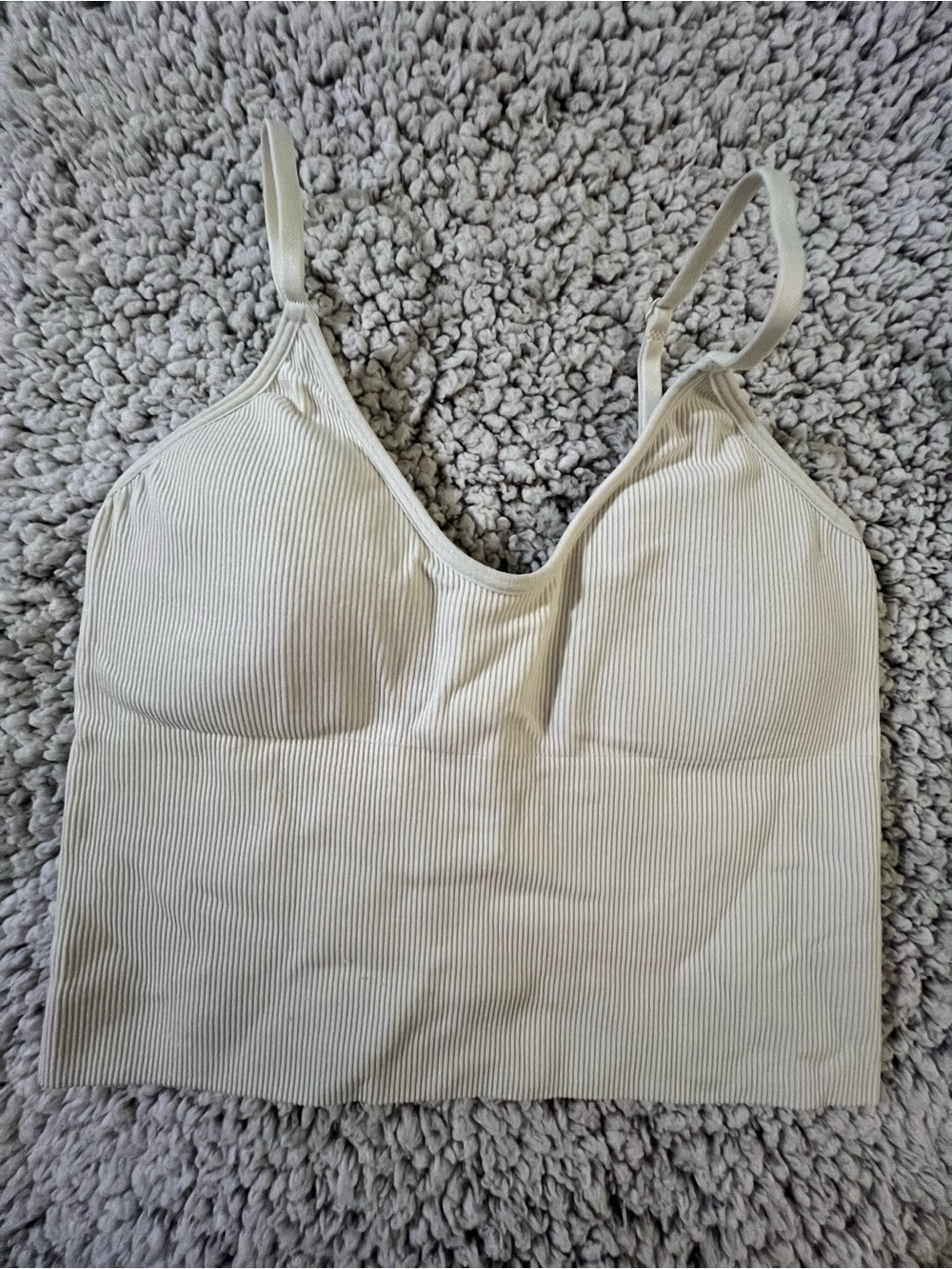 Forever 21 Cream Ribbed Tank with Scoop Neck